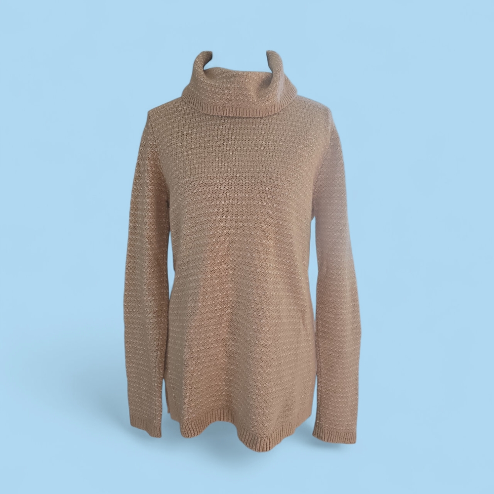 Lands' End Classic Tan Cowl Neck Sweater
